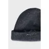 Gray wool hat with brand logo