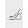 Beige Rockstud Slingbacks