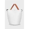 Leather bucket bag in mixed colors