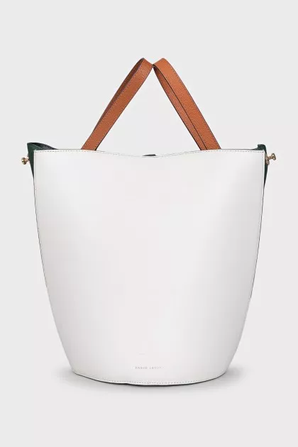 Leather bucket bag in mixed colors