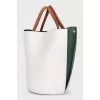Leather bucket bag in mixed colors
