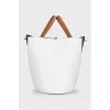 Leather bucket bag in mixed colors