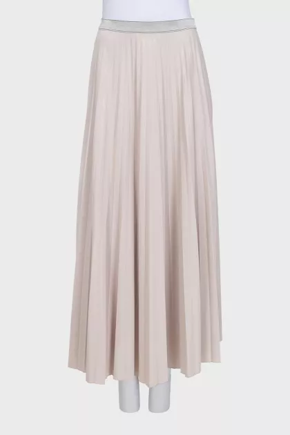 Beige pleated skirt with elastic band