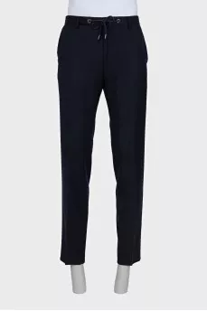 Men's wool trousers with drawstrings