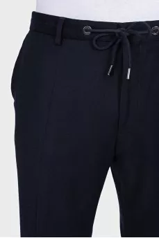 Men's wool trousers with drawstrings
