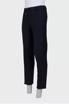 Men's wool trousers with drawstrings