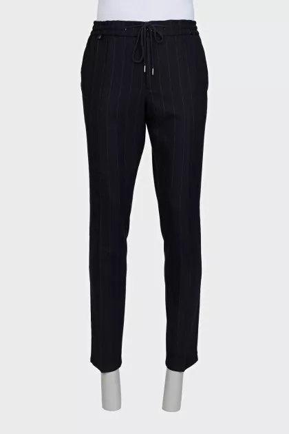 Men's pinstripe trousers with drawstrings