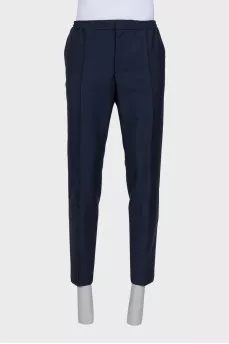 Men's wool trousers with zip and drawstrings