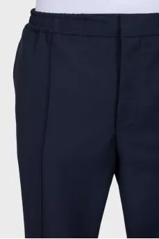 Men's wool trousers with zip and drawstrings