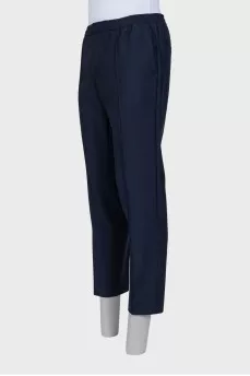 Men's wool trousers with zip and drawstrings