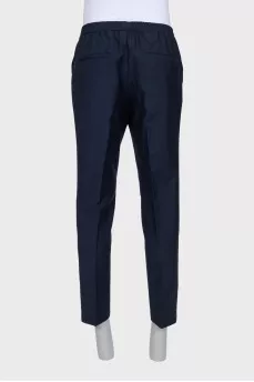 Men's wool trousers with zip and drawstrings