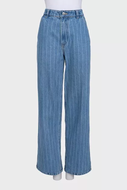Blue jeans in a line