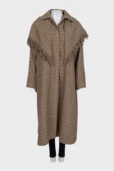 Brown coat with a scarf