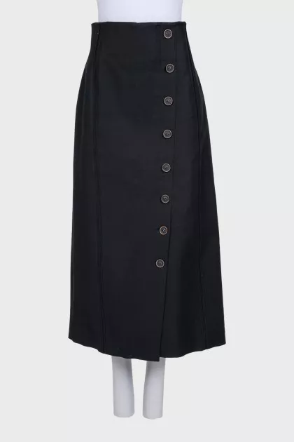 Black skirt decorated with buttons