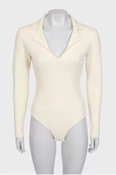 Beige wool pullover bodysuit