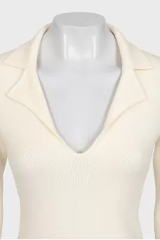 Beige wool pullover bodysuit