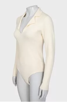 Beige wool pullover bodysuit