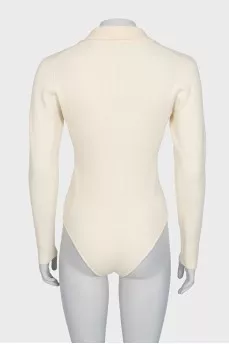 Beige wool pullover bodysuit