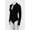 Black wool pullover bodysuit with tag