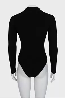 Black wool pullover bodysuit with tag