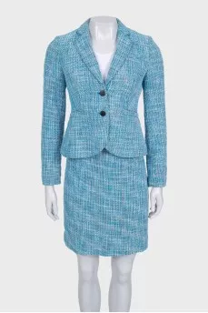 Checked jacket and skirt suit