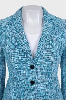 Checked jacket and skirt suit