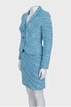 Checked jacket and skirt suit