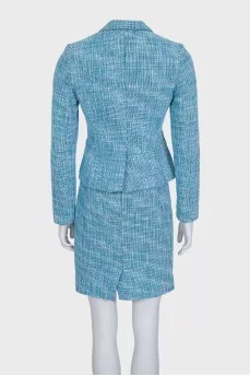 Checked jacket and skirt suit