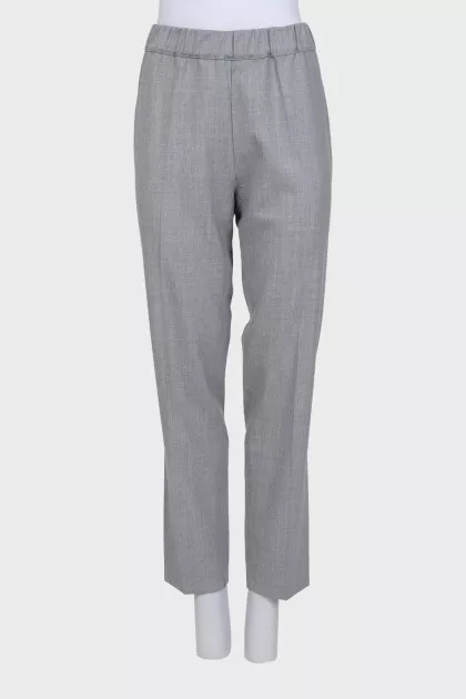 Сірі штани з вовни зі стразами
