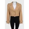 Cropped wool jacket with belt