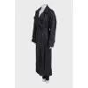 Black double-breasted linen trench coat