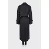 Black double-breasted linen trench coat