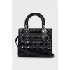 Чорна сумка з тисненням Lady Dior