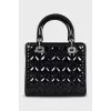 Чорна сумка з тисненням Lady Dior