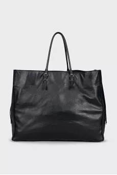 Black tote with silver hardware