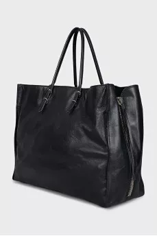 Black tote with silver hardware