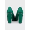 Green suede high heels