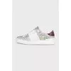 Floral print mixed color sneakers