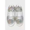 Floral print mixed color sneakers