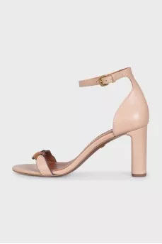 Brown leather heeled sandals