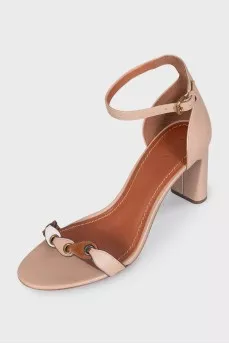Brown leather heeled sandals