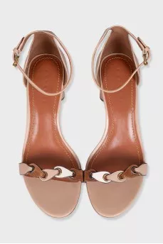 Brown leather heeled sandals