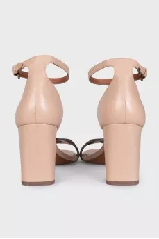Brown leather heeled sandals