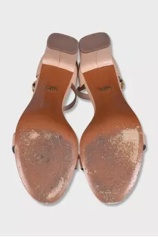 Brown leather heeled sandals