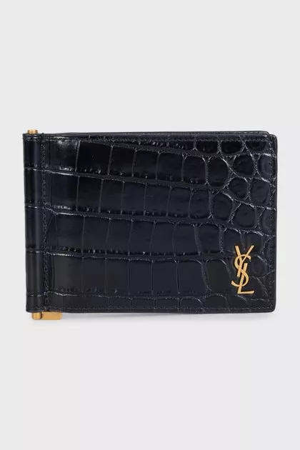 Men's leather cardholder with embossing