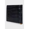 Men's leather cardholder with embossing