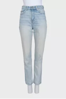 Light blue mom fit jeans with logo