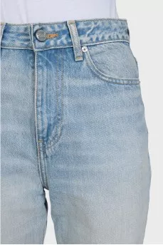 Light blue mom fit jeans with logo