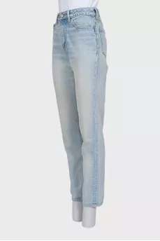 Light blue mom fit jeans with logo