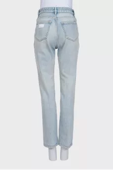 Light blue mom fit jeans with logo